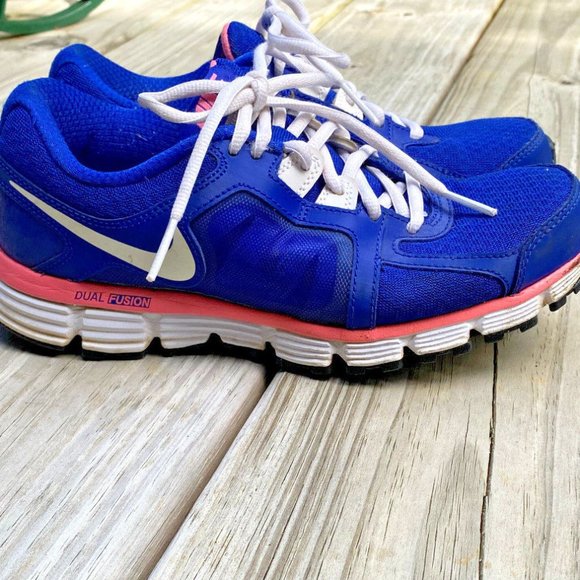 Nike Dual Fusion ST 2 Athletic Running Shoe Womens Size 6.5 454240-416 Blue Pink - Picture 2 of 12